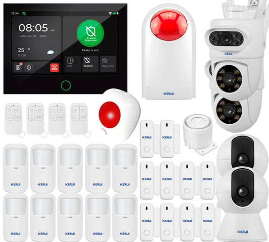 KERUI 7 Inch Full Touchscreen Wireless Burglar Alarm for House, 4G+WiFi Home Alarm System, Complete Set, Tuya Smart App Alarm - Home Smart Direct