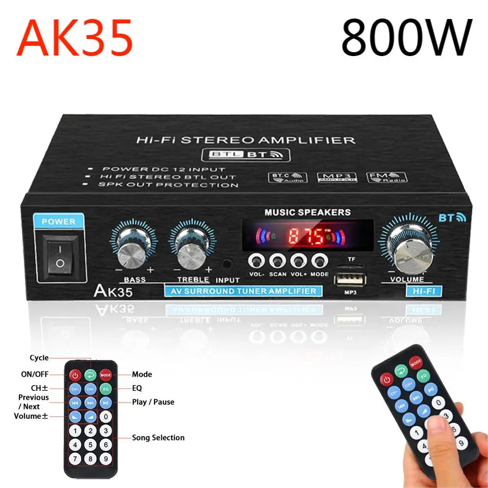 Digital Audio Amplifier with Bluetooth HiFi Stereo Subwoofer Power Amp - Home Smart Direct