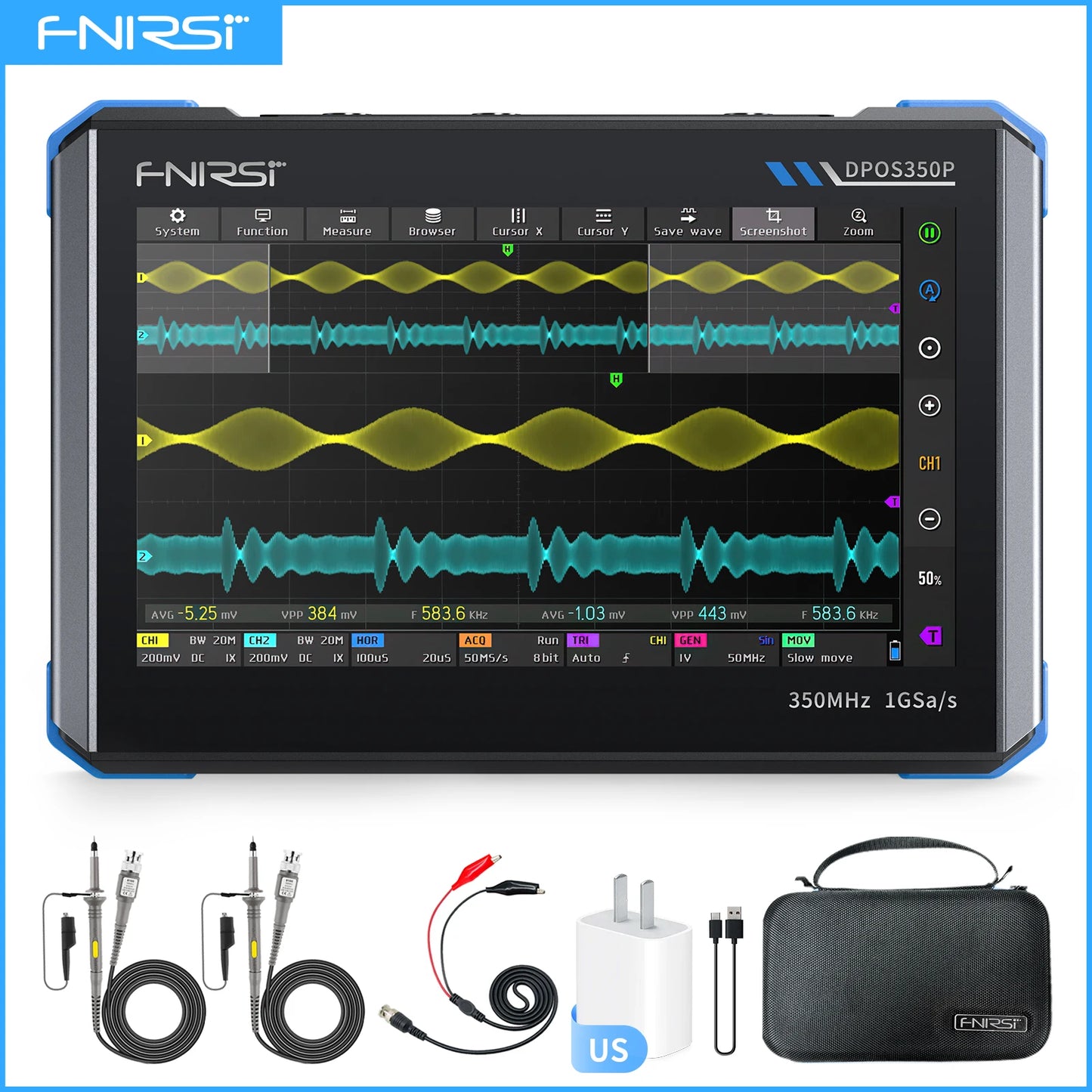Tablet Oscilloscope with Built In Generator and Analyzer Tools