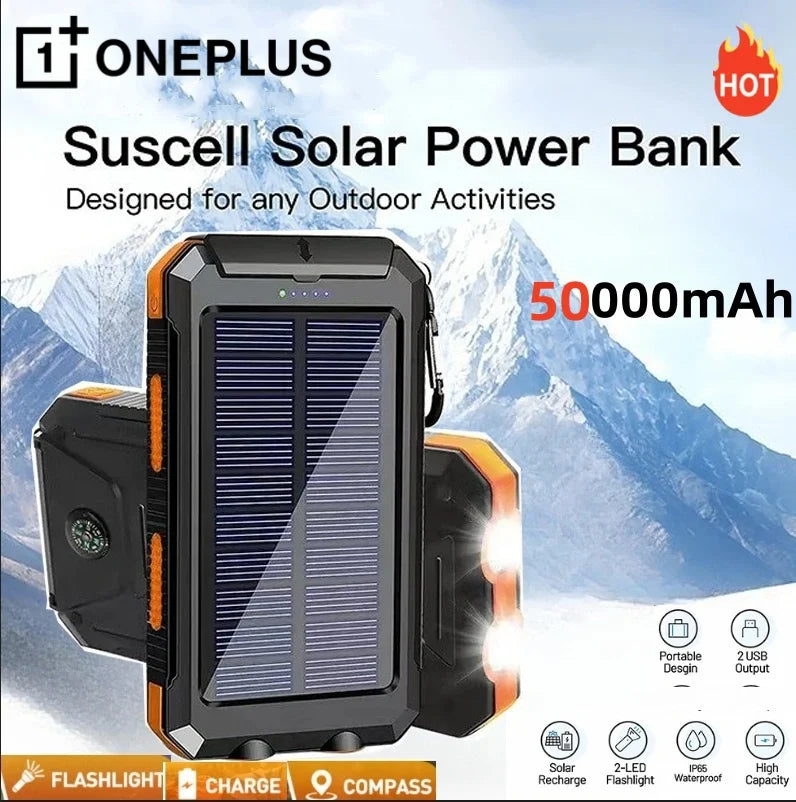 Solar Power Bank Portable Charger with Light for Outdoor Use