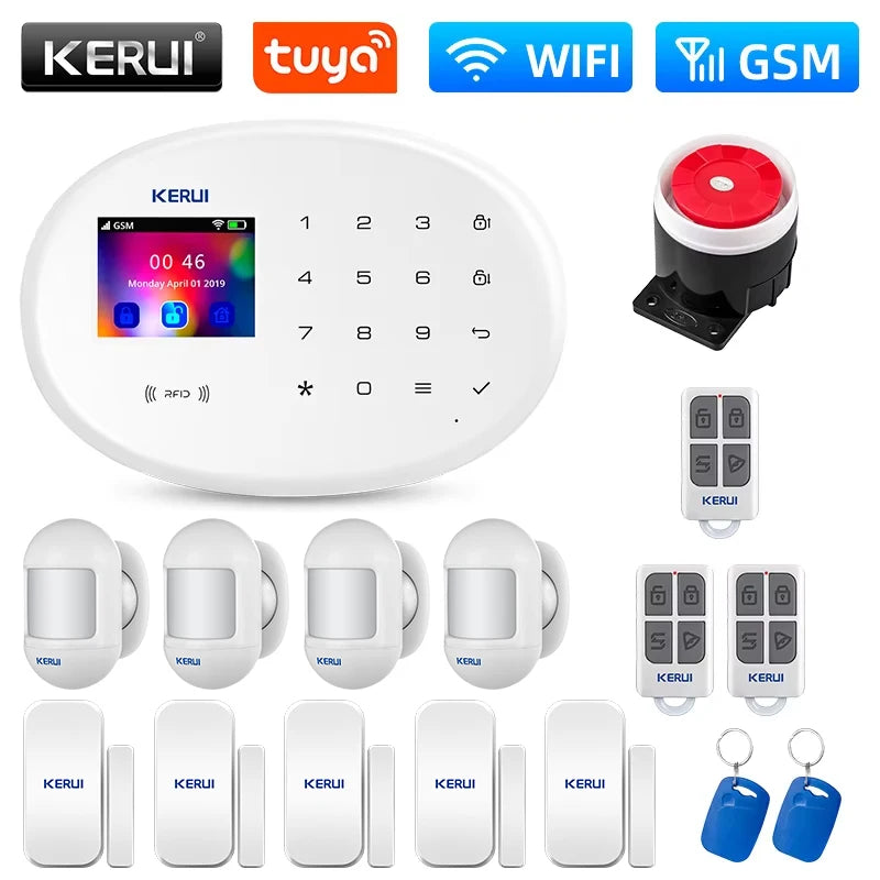 KERUI WIFI GSM Alarm System Kit W202 Home Security Protection Tuya Smart Support Alexa with Motion Detector Door Opening Sensor - Home Smart Direct