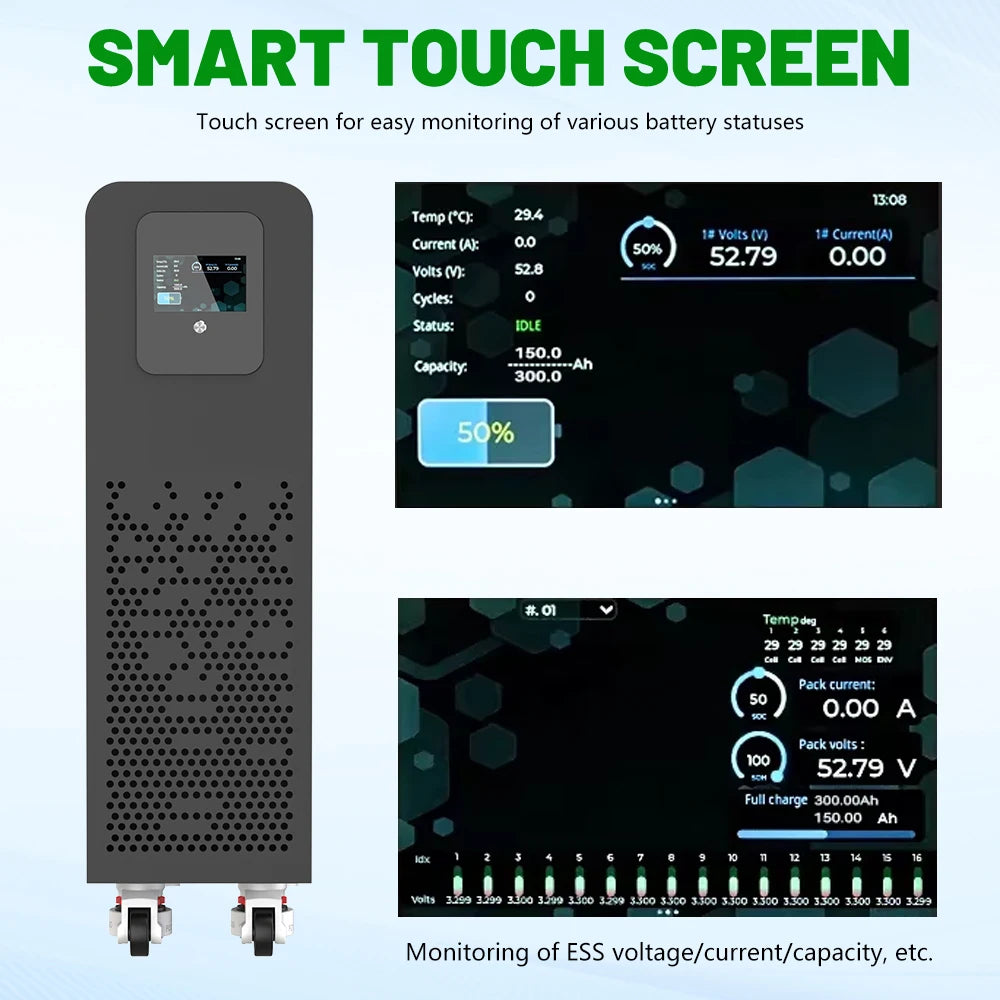 LiFePO4 Battery Pack with Bluetooth BMS for Energy Storage