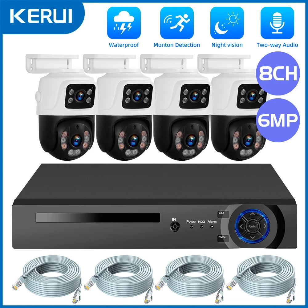 KERUI 2K 4MP 6MP HD POE Surveillance 8CH 16CH Camera System Dual Lens PTZ WIFI IP Home Security 8CH POE NVR Video H.265 CCTV Kit - Home Smart Direct