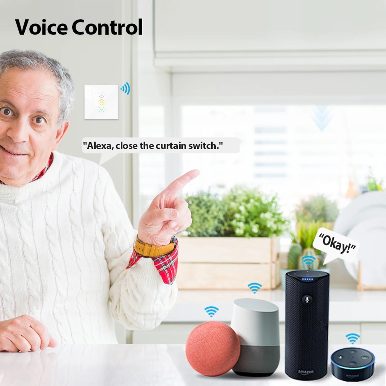 LoraTap 4th Generation WiFi Roller Shutter Curtain Switch for Electric Blind Google Home Alexa Smart Life App Remote Control - Home Smart Direct