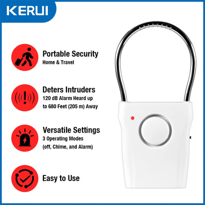 120dB Door Handle Alarm Door Security Alarm with Adjustable Settings Alarm Equipment for Door Window for Travel Hotel Security - Home Smart Direct