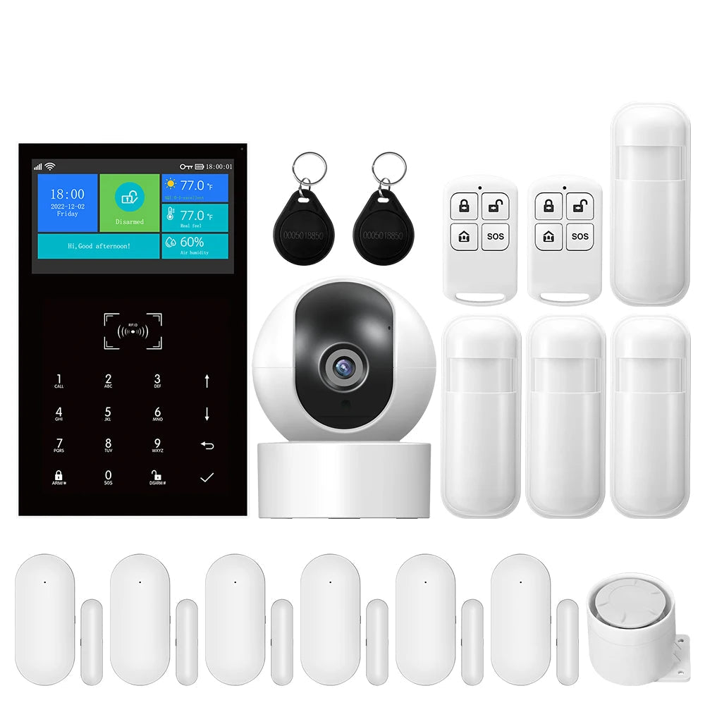 PGST PG109 Smart Tuya Alarm System 4.3 inch Screen WIFI GSM Burglar Home Security With Temperature and Humidity Function - Home Smart Direct