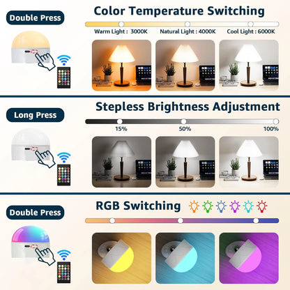 Magnetic Detachable Emergency LED Bulb with Remote RGB USB - Home Smart Direct