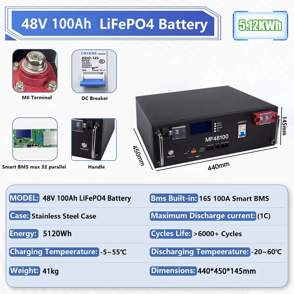 LiFePO4 Deep Cycle Battery for Solar Systems and RV Power