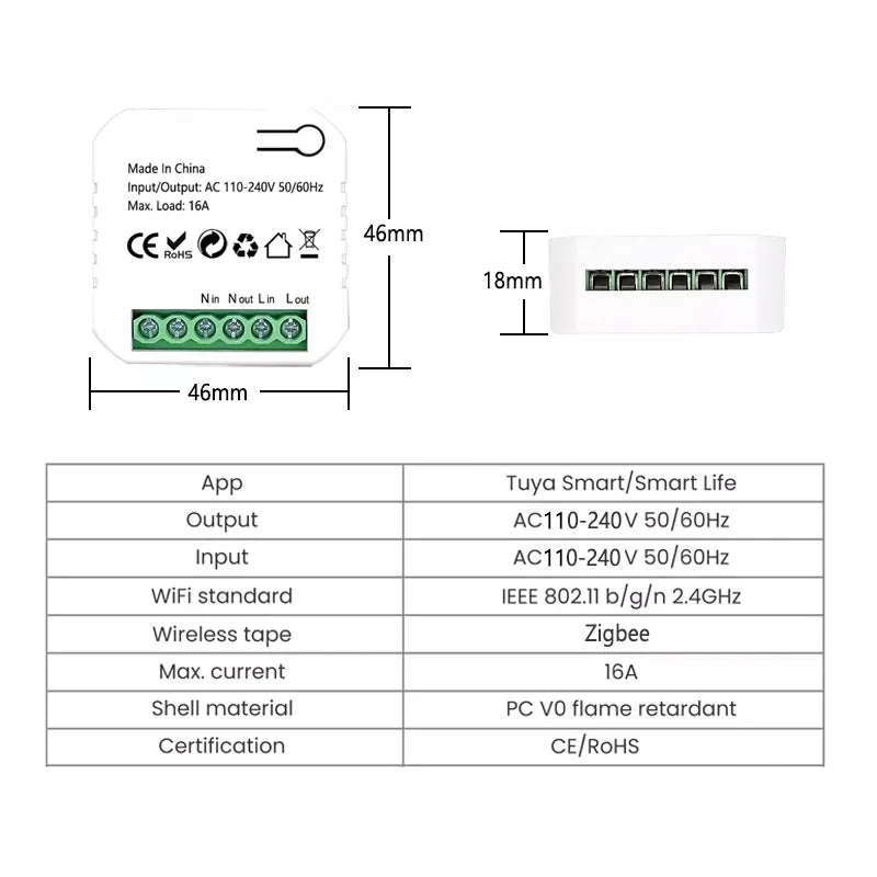 Smart Zigbee Socket Switch Module with Energy Monitor