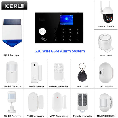 KERUI G30 DIY Home Alarm System Kit Smart Life APP Control Alarm Host with Motion Detector, Door Sensor, Siren Wireless Burglar - Home Smart Direct