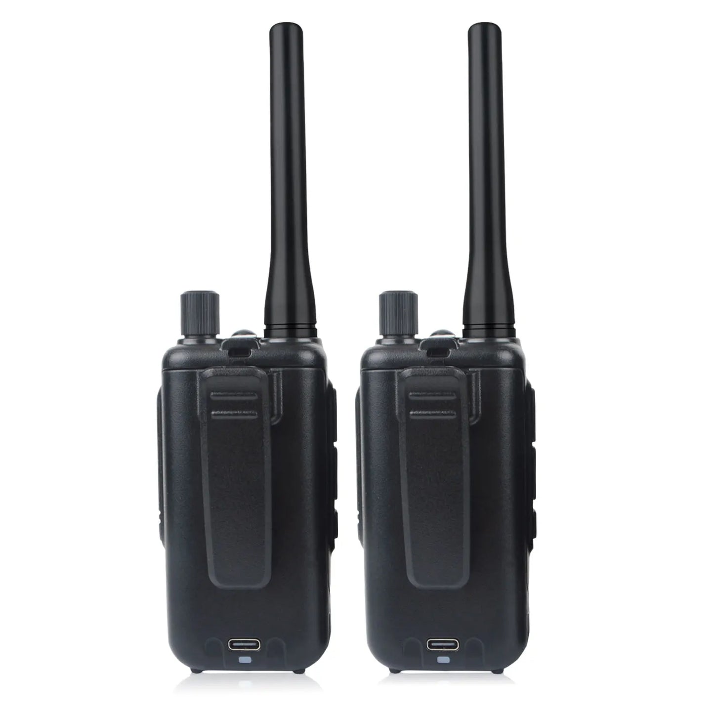 Compact Dual PTT Walkie Talkie Set with Air Band Reception