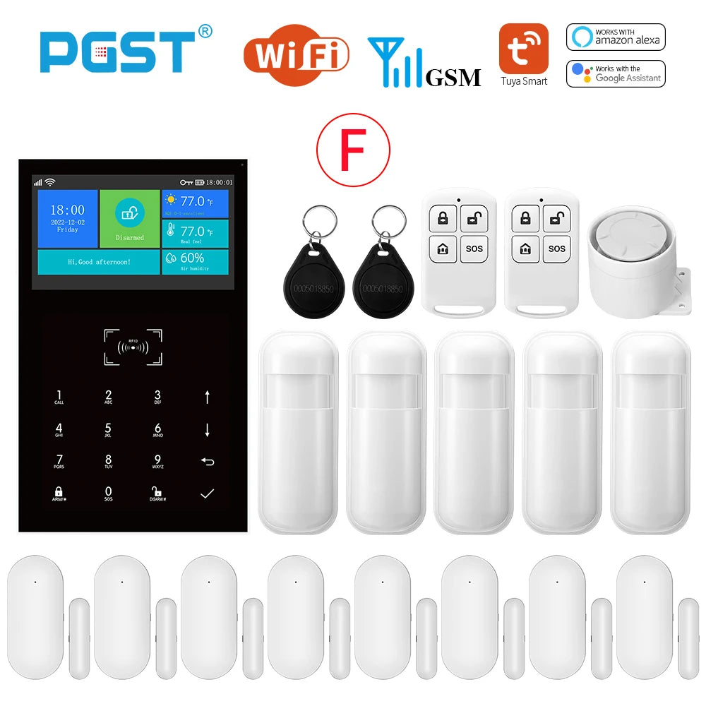 PGST PG109 Smart Tuya Alarm System 4.3 inch Screen WIFI GSM Burglar Home Security With Temperature and Humidity Function - Home Smart Direct