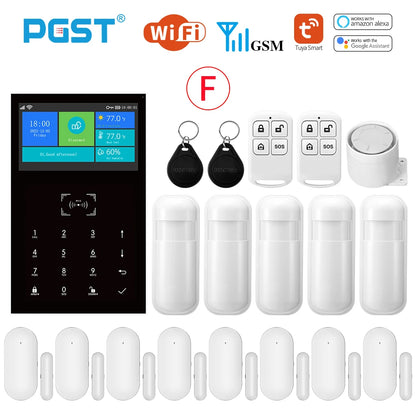 PGST PG109 Smart Tuya Alarm System 4.3 inch Screen WIFI GSM Burglar Home Security With Temperature and Humidity Function - Home Smart Direct