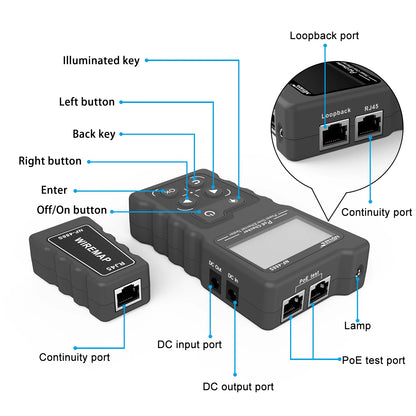 Network PoE Checker with LAN Cable Loop Testing