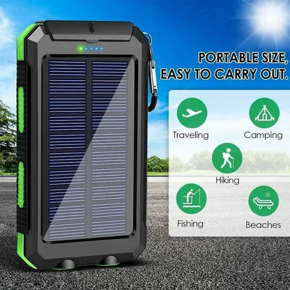 Solar Power Bank Portable Charger with Light for Outdoor Use
