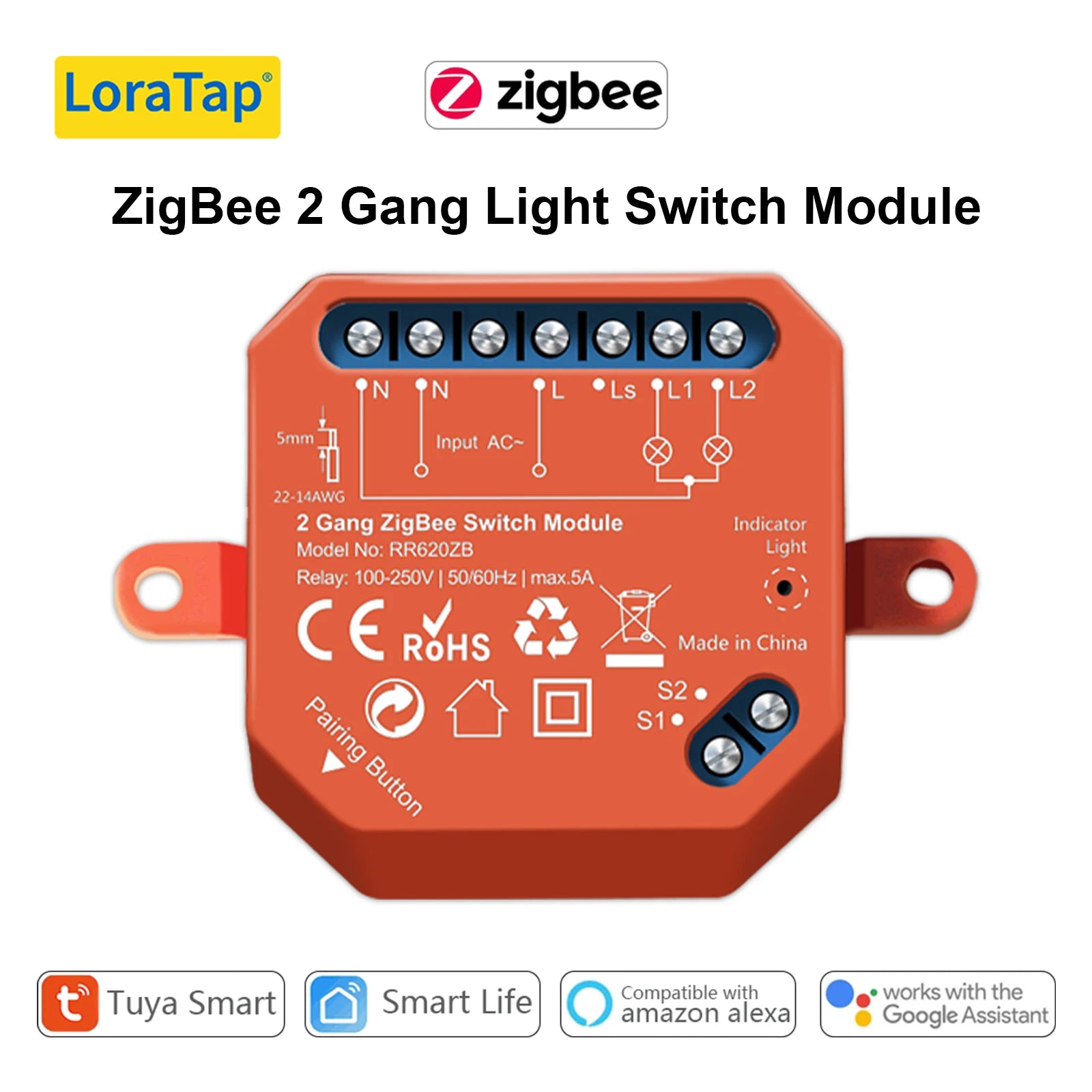 LoraTap Tuya Smart Life ZigBee WiFi Light Switch Module Dimmer Energy Monitor App Remote Control Alexa Google Home Voice Control - Home Smart Direct