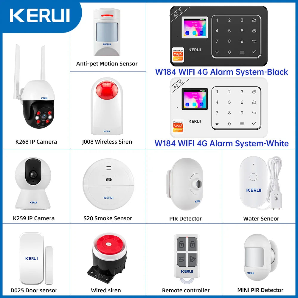 KERUI DIY Your Home Alarm Set 4G / WiFi Alarm System for Home Security Protection Motion Detector Door Sensor Tuya Smart APP - Home Smart Direct
