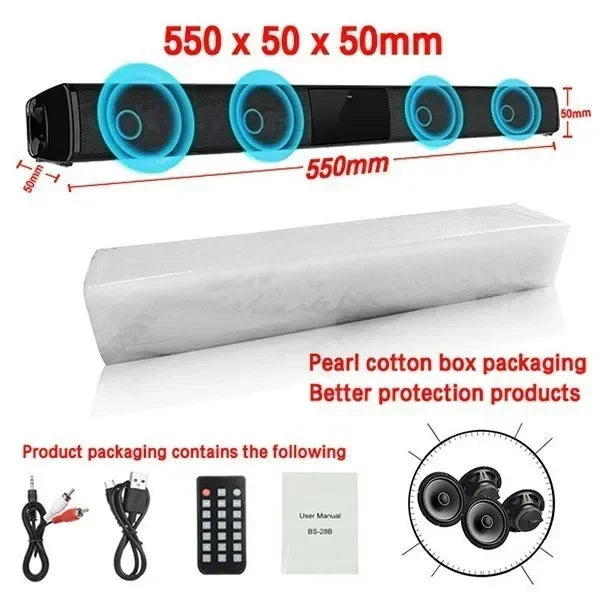 Wireless Bluetooth Sound Bar Wall Mounted Home Theater Speaker - Home Smart Direct