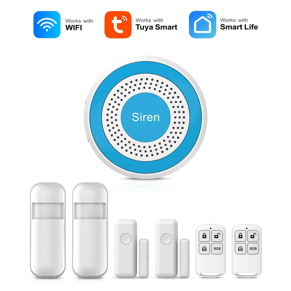 PGST WiFi Alexa Tuya Smart Life Home Alarm Security System Kit Home Automation Alarm Security Protection Door Motion Sensor - Home Smart Direct