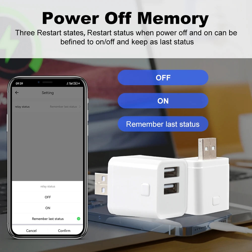 Smart Micro USB Adapter with Timing and Voice Control