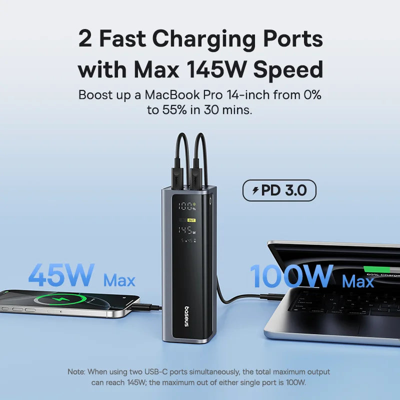 Dual Port Power Bank Fast Charging with Digital Display