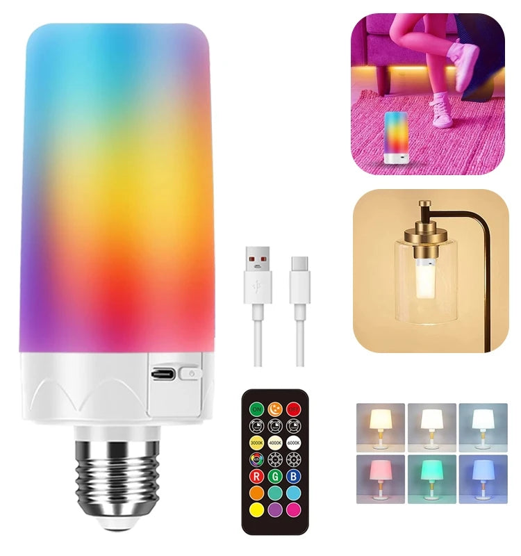 Rechargeable Emergency LED Bulb with Remote and RGB Colors - Home Smart Direct