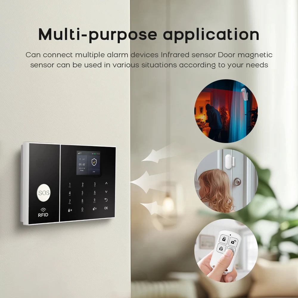 PGST WiFi 2G GSM Tuya Smart Life Home Alarm Security System Kit Alexa Automation Alarm Security Protection Door Motion Sensor - Home Smart Direct