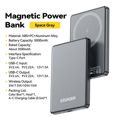 Slim Magnetic Wireless Power Bank Fast Charging Portable Charger