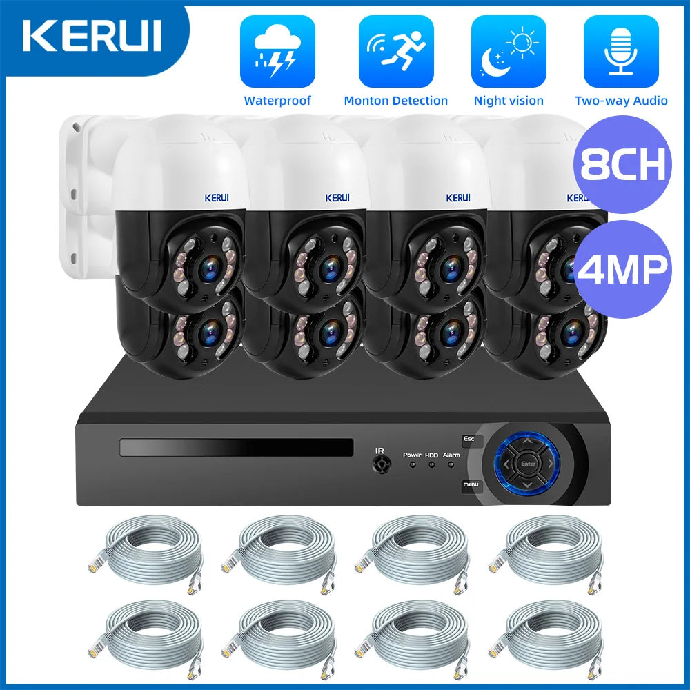 KERUI 2K 4MP 6MP HD POE Surveillance 8CH 16CH Camera System Dual Lens PTZ WIFI IP Home Security 8CH POE NVR Video H.265 CCTV Kit - Home Smart Direct