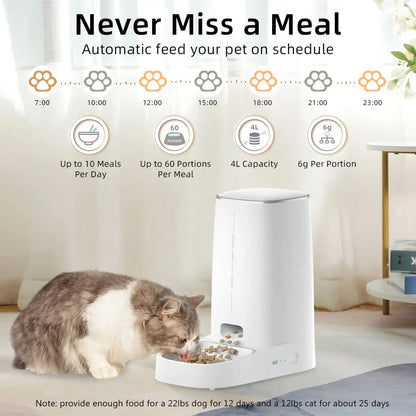 Smart WiFi Cat Feeder with Remote Control Auto Dispenser