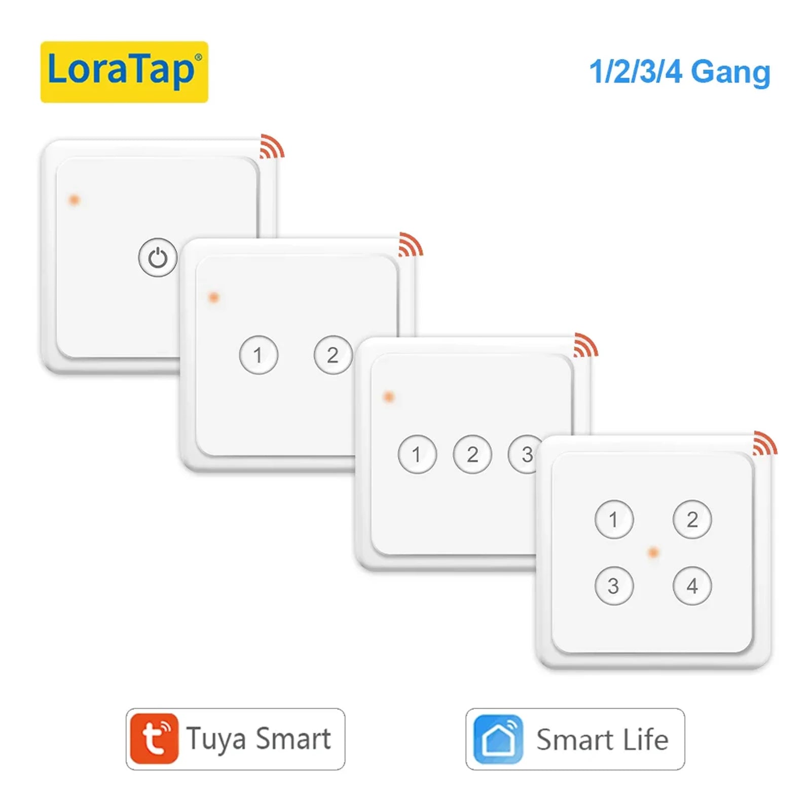 LoraTap 4 Gang Tuya ZigBee Wireless Scene Switch Push Button Controller by Battery 2MQTT Setup Automation Scenario for Home DIY - Home Smart Direct