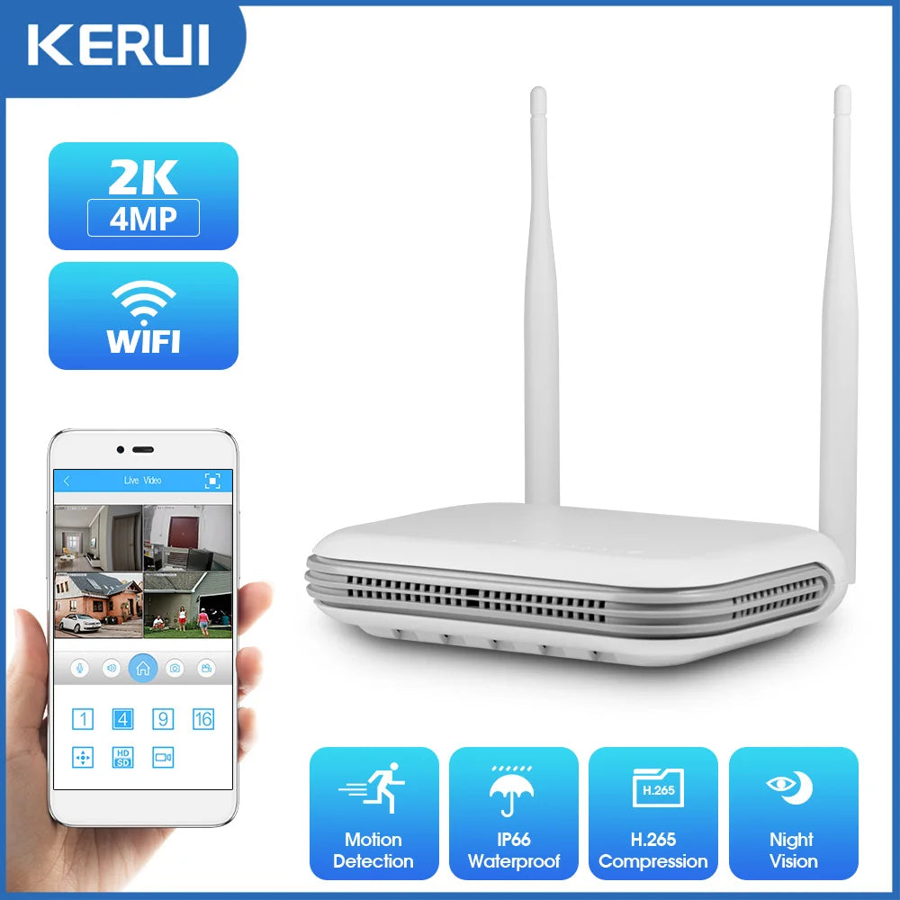 KERUI 2K 4MP Outdoor Full HD Security WIFI IP Camera Icsee 2.5inch HDD Match For Wireless MINI 8CH NVR System Host - Home Smart Direct