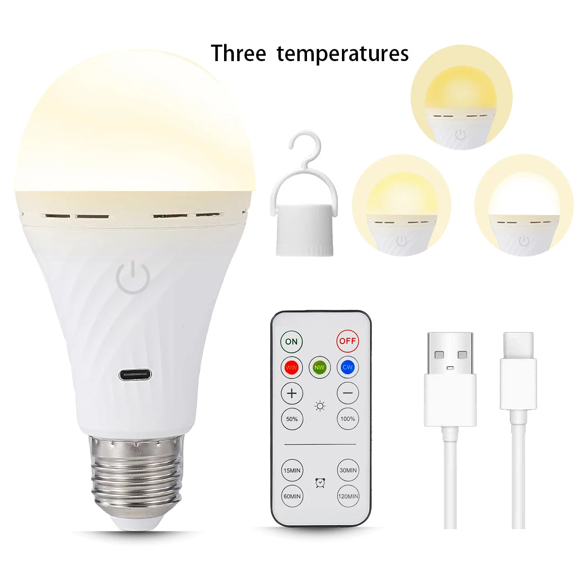 Cordless USB Rechargeable LED Bulb with Remote and Timer - Home Smart Direct