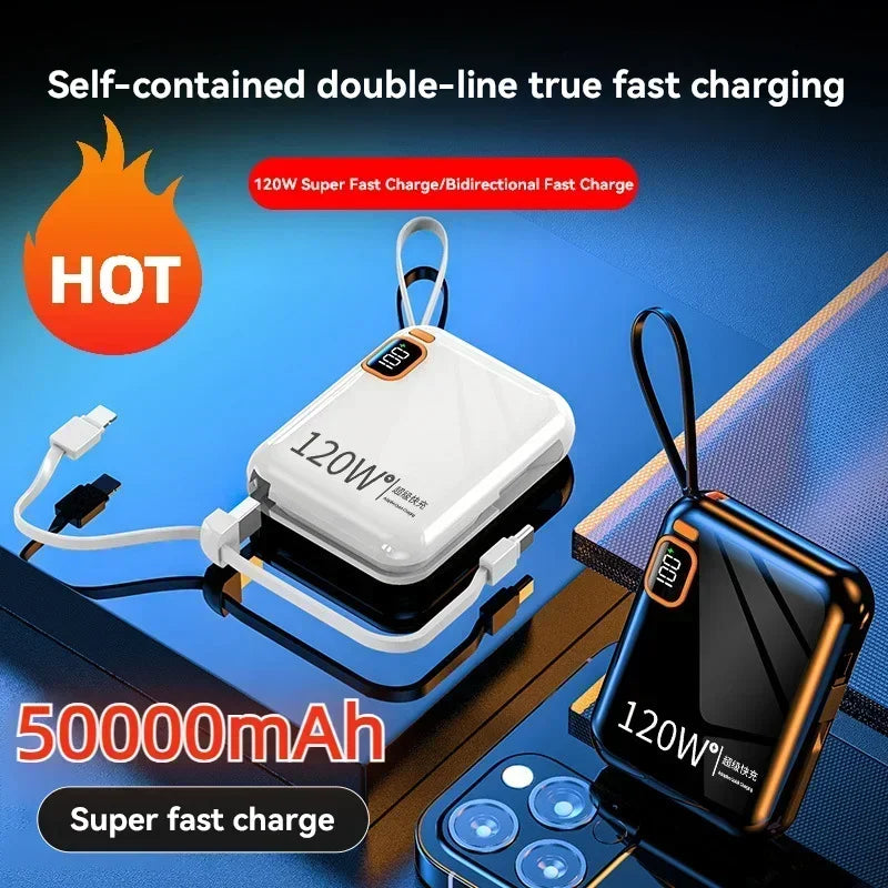 Power Bank with Detachable Cable and Fast Charging