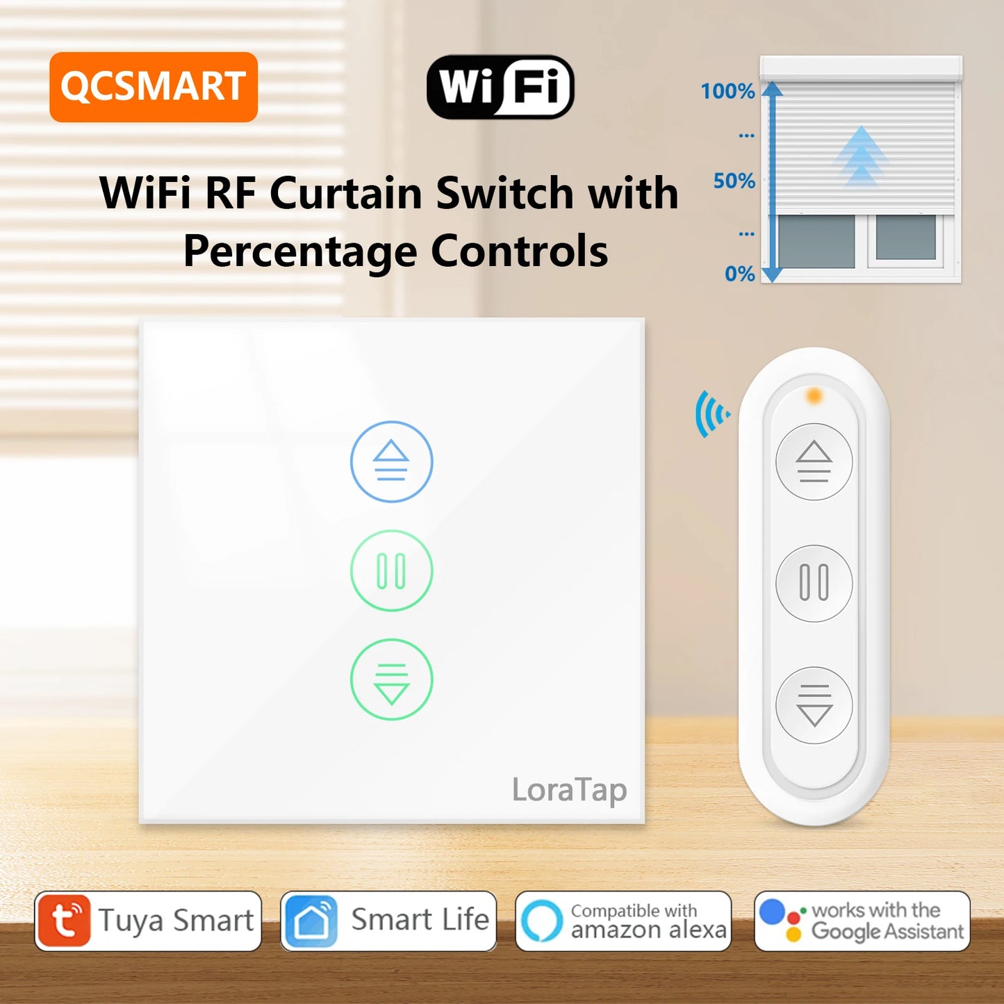 Touch Panel Curtain Switch with Percentage Control