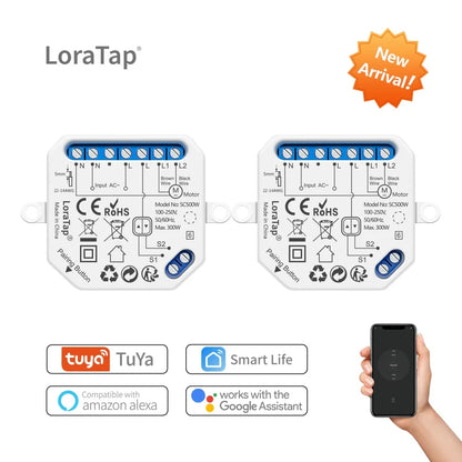 Tuya Smart Life WiFi Blind Curtain Switch Module for Rolling Shutter Google Home Alexa Voice Control App Timer DIY LoraTap - Home Smart Direct