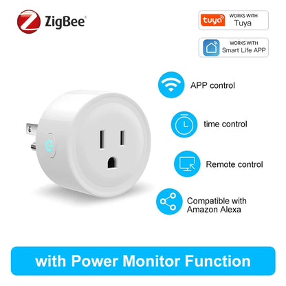 Smart Plug WiFi Zigbee with Power Monitoring and Timer