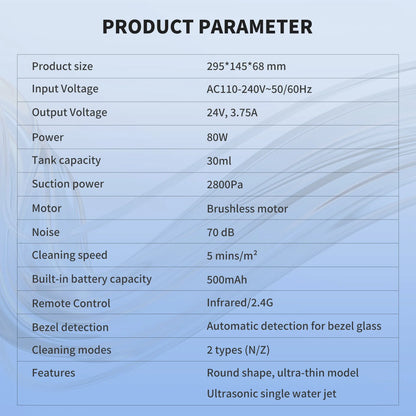 Electric Window Cleaning Robot with Strong Suction and Spray
