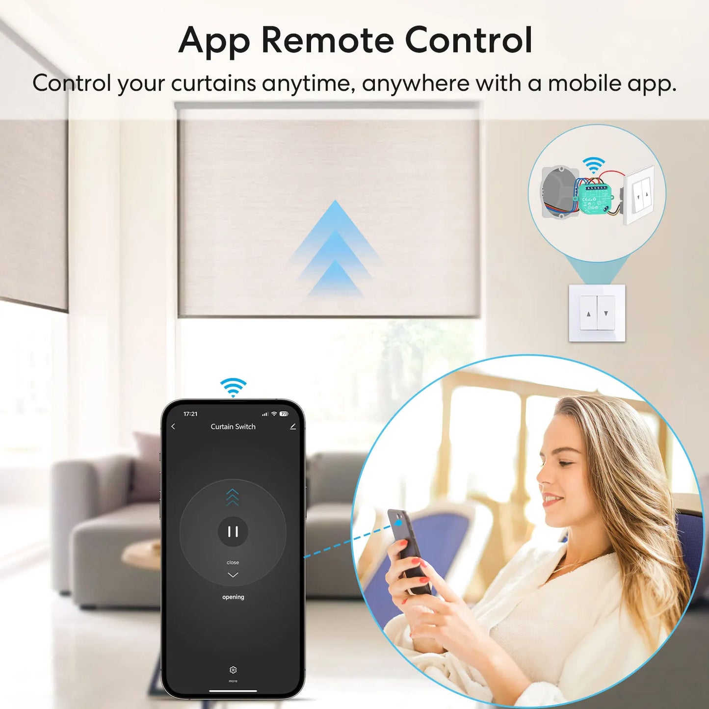 LoraTap Smart Curtains Blinds Relay Switch Module for Roller Shutter Works with Alexa Google Assistant App Control - Home Smart Direct