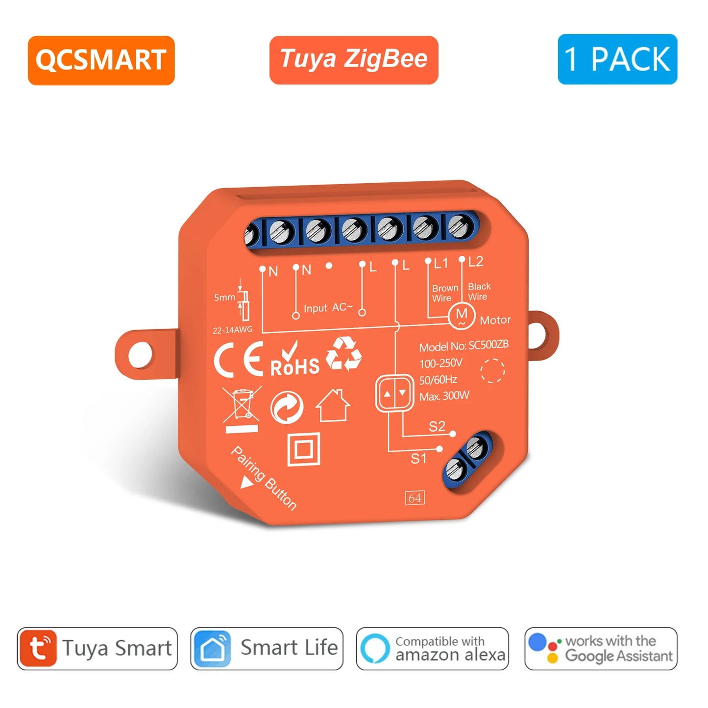 ZigBee Roller Shutter Blinds Curtain Switch Tuya Smart Life Percentage Progress Timer Voice Control Google Assistant Alexa - Home Smart Direct