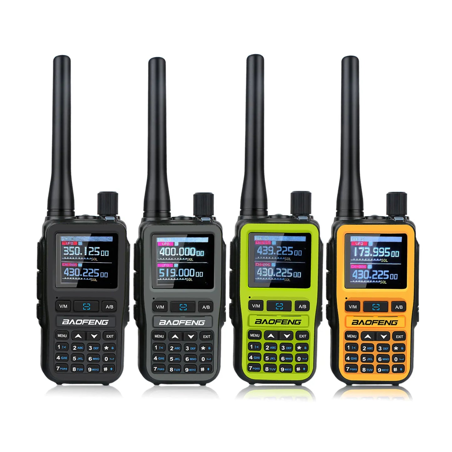 Compact Dual PTT Walkie Talkie Set with Air Band Reception