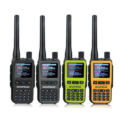 Compact Dual PTT Walkie Talkie Set with Air Band Reception