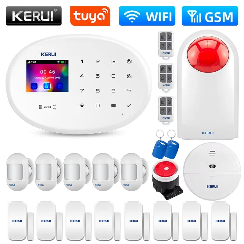 KERUI WIFI GSM Alarm System Kit W202 Home Security Protection Tuya Smart Support Alexa with Motion Detector Door Opening Sensor - Home Smart Direct