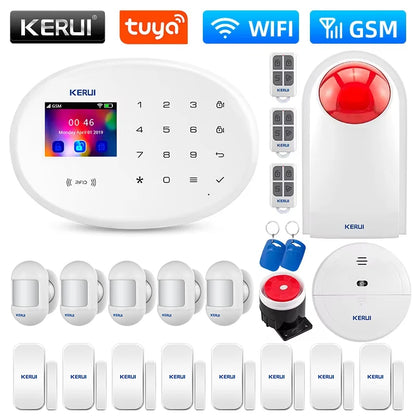 KERUI WIFI GSM Alarm System Kit W202 Home Security Protection Tuya Smart Support Alexa with Motion Detector Door Opening Sensor - Home Smart Direct