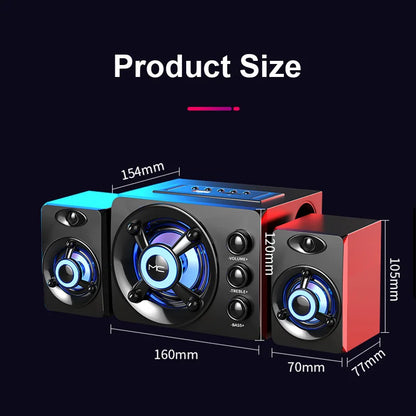 HiFi Stereo Bluetooth Speakers with LED Surround Sound Bar - Home Smart Direct
