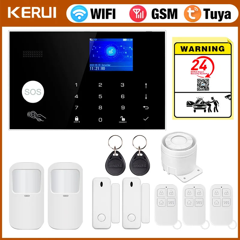 KERUI G30 House Alarm System Tuya Smart Burglar Alarm with Temperature/Humidity Display Support Alexa PIR Detector Door Sensor - Home Smart Direct