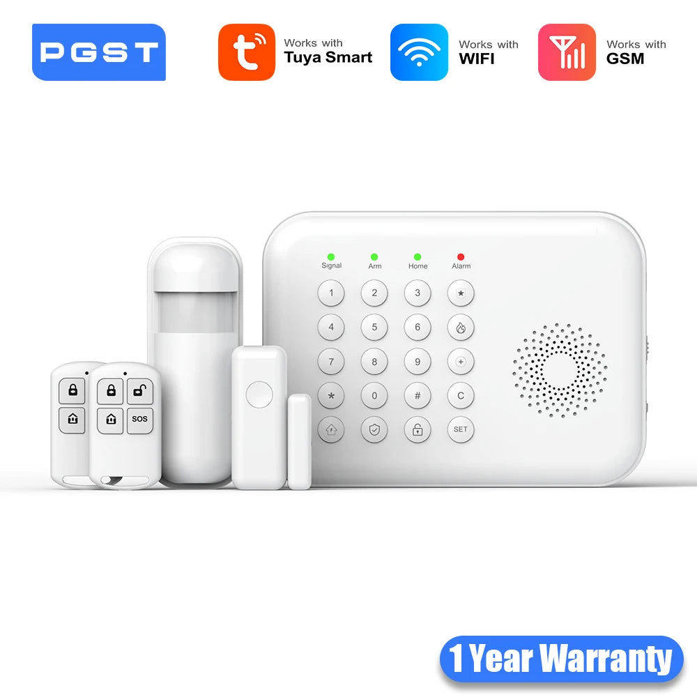 PGST WiFi GSM Security Protection Alexa Tuya Smart Life Home Automation Motion Door Magnetic Sensor Alarm Security System Kit - Home Smart Direct