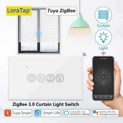 LoraTap ZigBee 3.0 Tuya Smart Life Roller Shutter Curtain Light US Switch for Motorized Blinds Work for Alexa Google Home - Home Smart Direct
