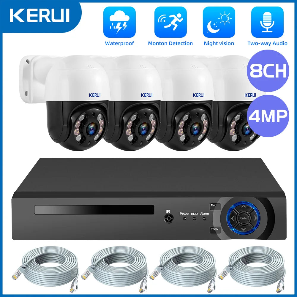 KERUI 2K 4MP 6MP HD POE Surveillance 8CH 16CH Camera System Dual Lens PTZ WIFI IP Home Security 8CH POE NVR Video H.265 CCTV Kit - Home Smart Direct