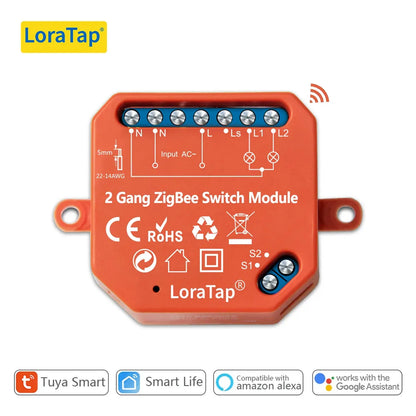 Tuya Smart Life ZigBee Switch 2 Gang Relay Module Lighting Google Home Assistant Alexa Echo App Remote Control Timer Zigbee2MQTT - Home Smart Direct